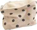 SxoSyo Corduroy Makeup Bags, Polka Dot Cosmetic Bag for Purse, White