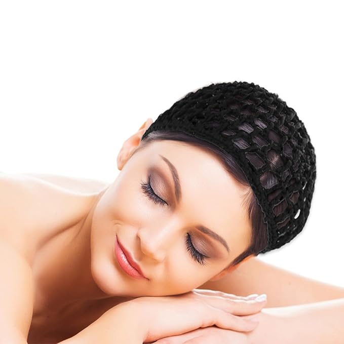 Hair Net Wrap For Sleep Women 3 PCS Sleeping Cap Drying Curly Press Hairnets Sew In Weave Bonnets Crochet Wrapping Black Mesh Snood Caps Bonnet Long Wig for Head Wrapping Cap