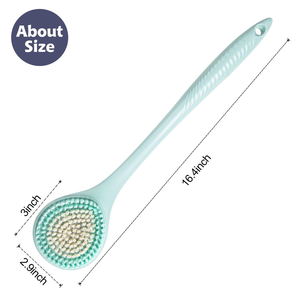 BEDELITE Back Bath Brush Long Handle for Shower of 2 - Soft Shower Brush for Men & Women,Back Brush Scrubber - 16.4" Long Skin Exfoliator for Bath Scrubber Body Brush（Blue & Blue）