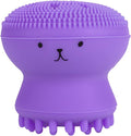 Facial Cleansing Brush Jellyfish Exfoliating Face Brush Handheld Massaging Cute Small Octopus Shape Facial Scrubber Spin Cleanser Massage Baby Shampoo Brush Exfoliate Skin for Men Women(púrpura)
