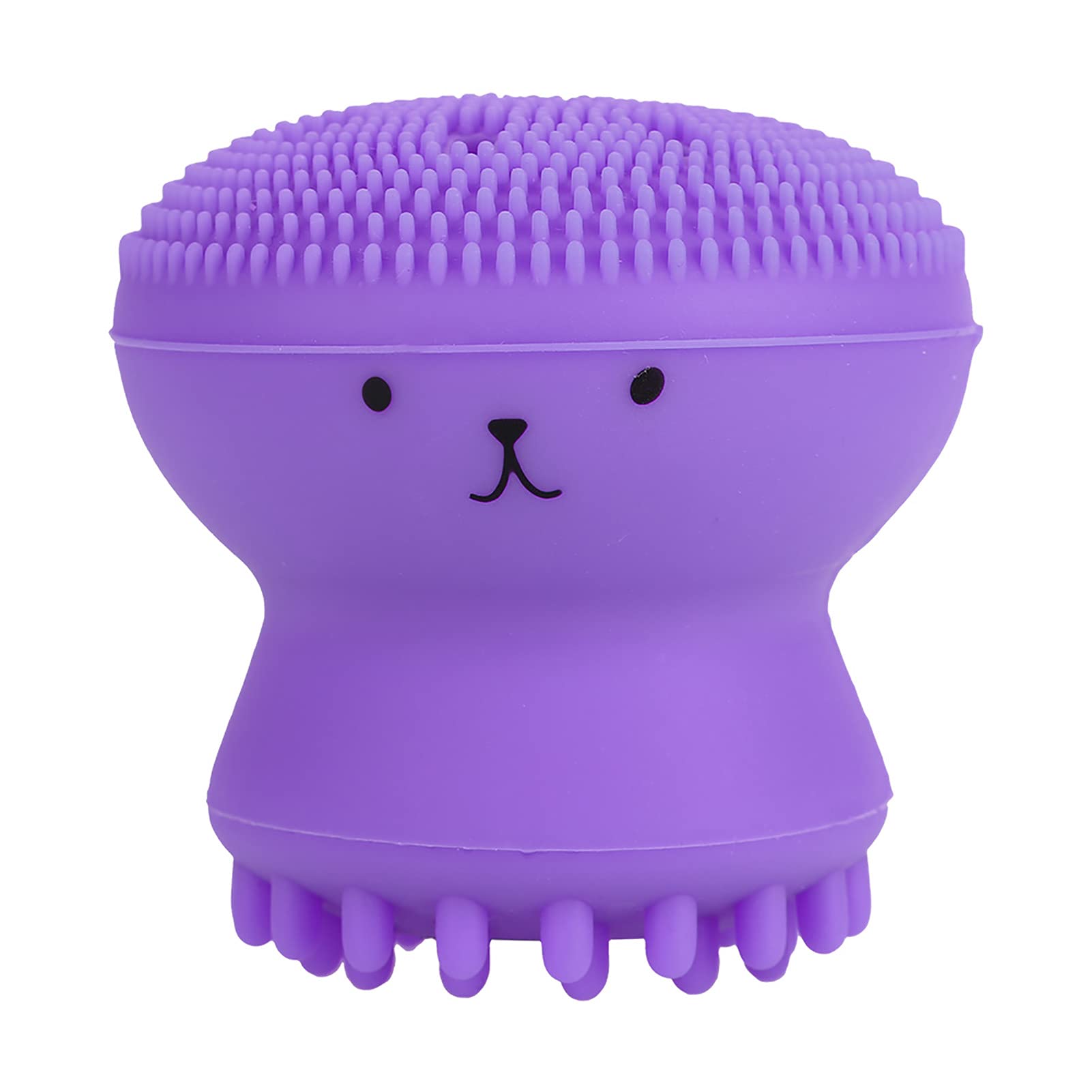 Facial Cleansing Brush Jellyfish Exfoliating Face Brush Handheld Massaging Cute Small Octopus Shape Facial Scrubber Spin Cleanser Massage Baby Shampoo Brush Exfoliate Skin for Men Women(púrpura)