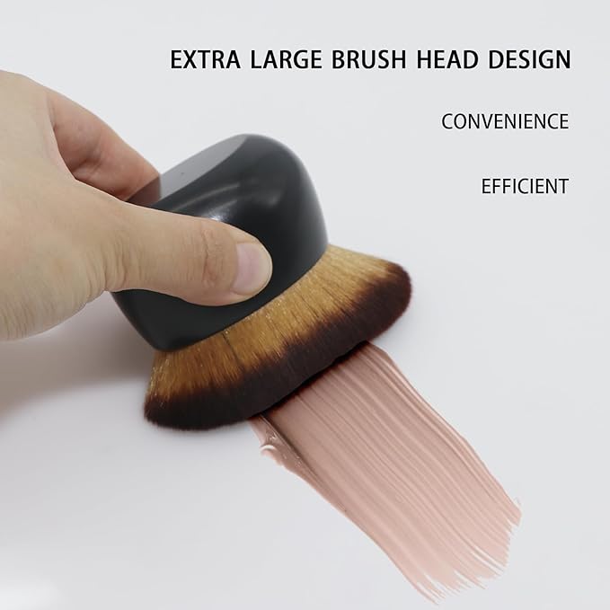 Makeup Blend & Blur Extra Large Body Brush for Self Tanner,Leg Makeup & Bronzer Self Tan Applicator, Powder, Foundation, Blusher, Bronzer，Massager for Face Gift box (Pink)