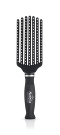 Premium Mini Tangle Buster Brush – Soft Nylon Bristles – Long Ergonomic Durable Rubber Handle – Ideal for Wet and Dry Hair & Easy Grooming, Black Color (7 Fingers)