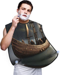 Nordic Pirate Ship Print Beard Bib Apron For Men, Beard Hair Catcher For Men Shaving Trimming,Beard Cape Cloth