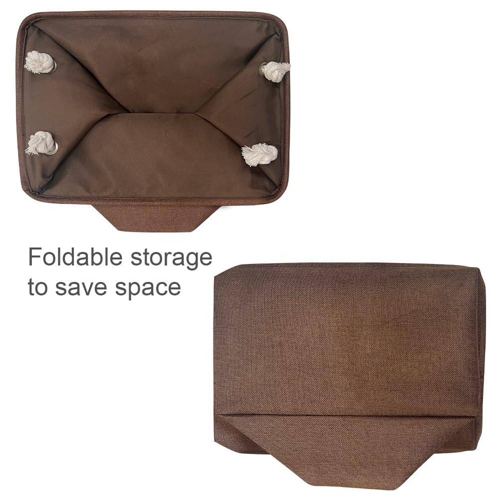 WarmHome Fabric Storage Bin Shelf Basket for Home, Closet(Brown-3 Pack, 13.8L9.8W6.7H)