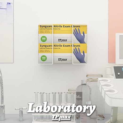 XL Gloves Box Facial Tissue Box Holder,Wire Rack Dispenser for Gloves,Tissues Paper Towels Organizer - Mounting Accessories Included - Holds up to 2 Boxes - Perfect for Lab, Food Service and Home