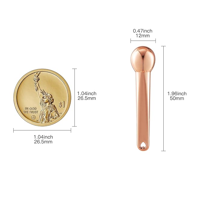 Lisapack 4 Pack Metal Eye Cream Applicator, Eye Serum Roller Ball Massager Stick for Reduce Depuffer, Massage (Silver&Rose Gold)