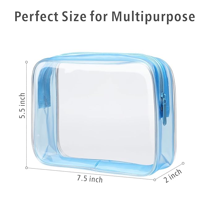 PACKISM TSA Approved Toiletry Bag - Clear Makeup Bag, Black Blue White