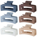Sisiaipu Hair Clip, 3.5 Inch Medium Hair Claw Clips 6 Pack for Women - Brown, Blue, Beige, White, Square, Rectangle, Banana, Jaw Styles