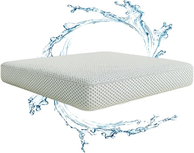 Gwremzlox Shower Seat Cushion,Thickened Shower Chair Cushion 4D Air Fiber Material,Machine Washable and Fast Drying Suitable for Shower Seats Bathtub Baths, Poolside Scenes，Light Gray