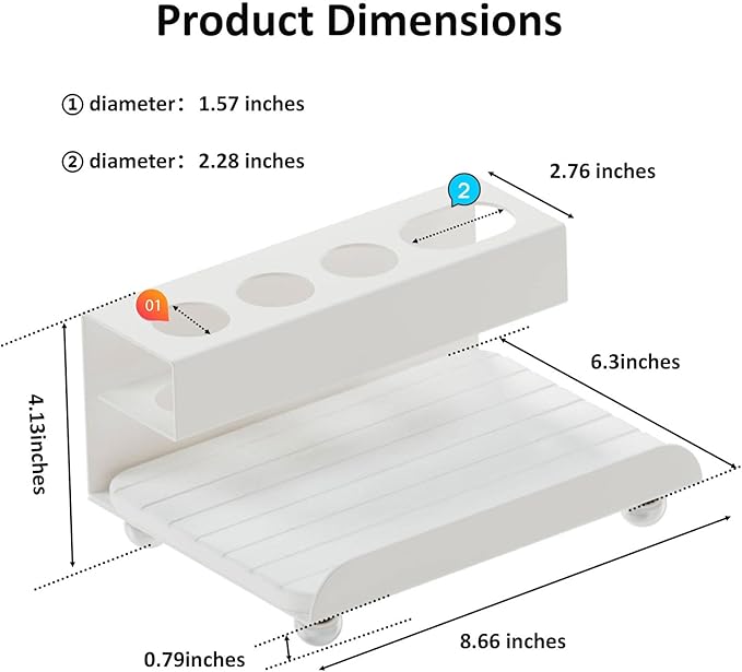YOOLENS Quick Dry Electric Toothbrush Holder 4 Slots Metal Bathroom Counter Organizer for Toothpaste Razor Mouthwash, White