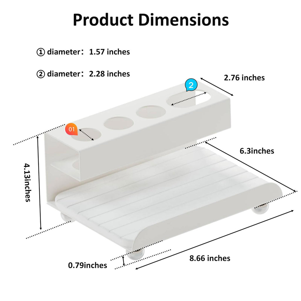 YOOLENS Quick Dry Electric Toothbrush Holder 4 Slots Metal Bathroom Counter Organizer for Toothpaste Razor Mouthwash, White