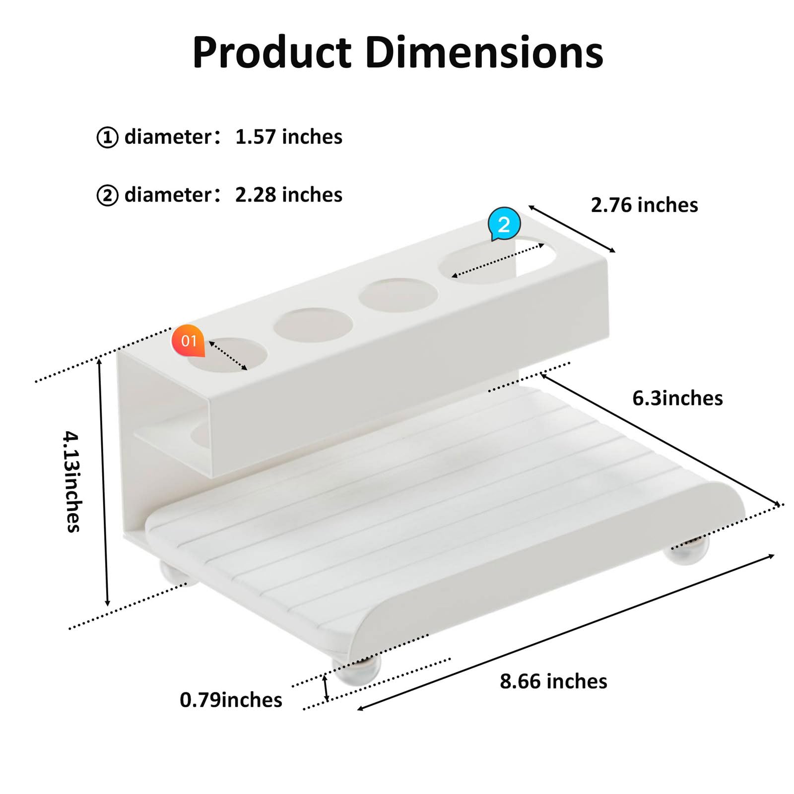 YOOLENS Quick Dry Electric Toothbrush Holder 4 Slots Metal Bathroom Counter Organizer for Toothpaste Razor Mouthwash, White