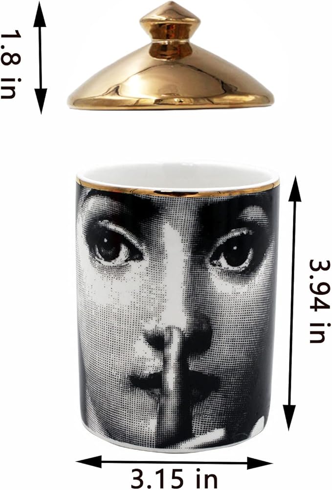 Big Eye Starry Sky Aromatherapy Candle Jar With Lid Ceramic Makecup Cotton Swab Holder Home Deocrative Bottler, Home Fireplace Kitchen Dining Decor For Living Room Knick Knacks Candle Holders (F7)