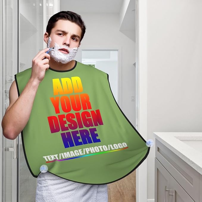 Personalized Custom Beard Bib Apron Design Your Photo Text Logo Beard Hair Catcher Non-Stick Beard Shave Capes for Trimming Shaving Kiwi