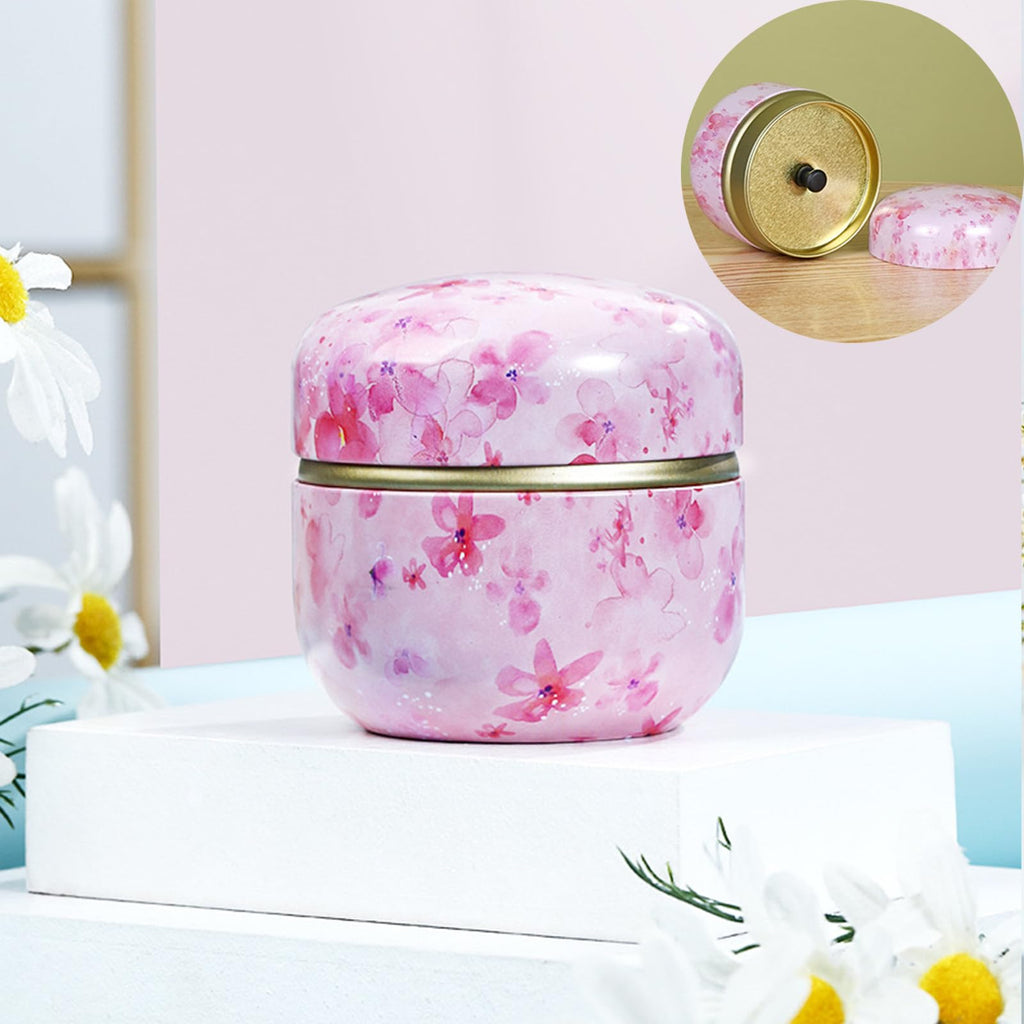 Qopoto Body Powder Puff and Container for Dusting Powder, Women Powder Puff and Powder Case for Bath and Travel (Sakura)