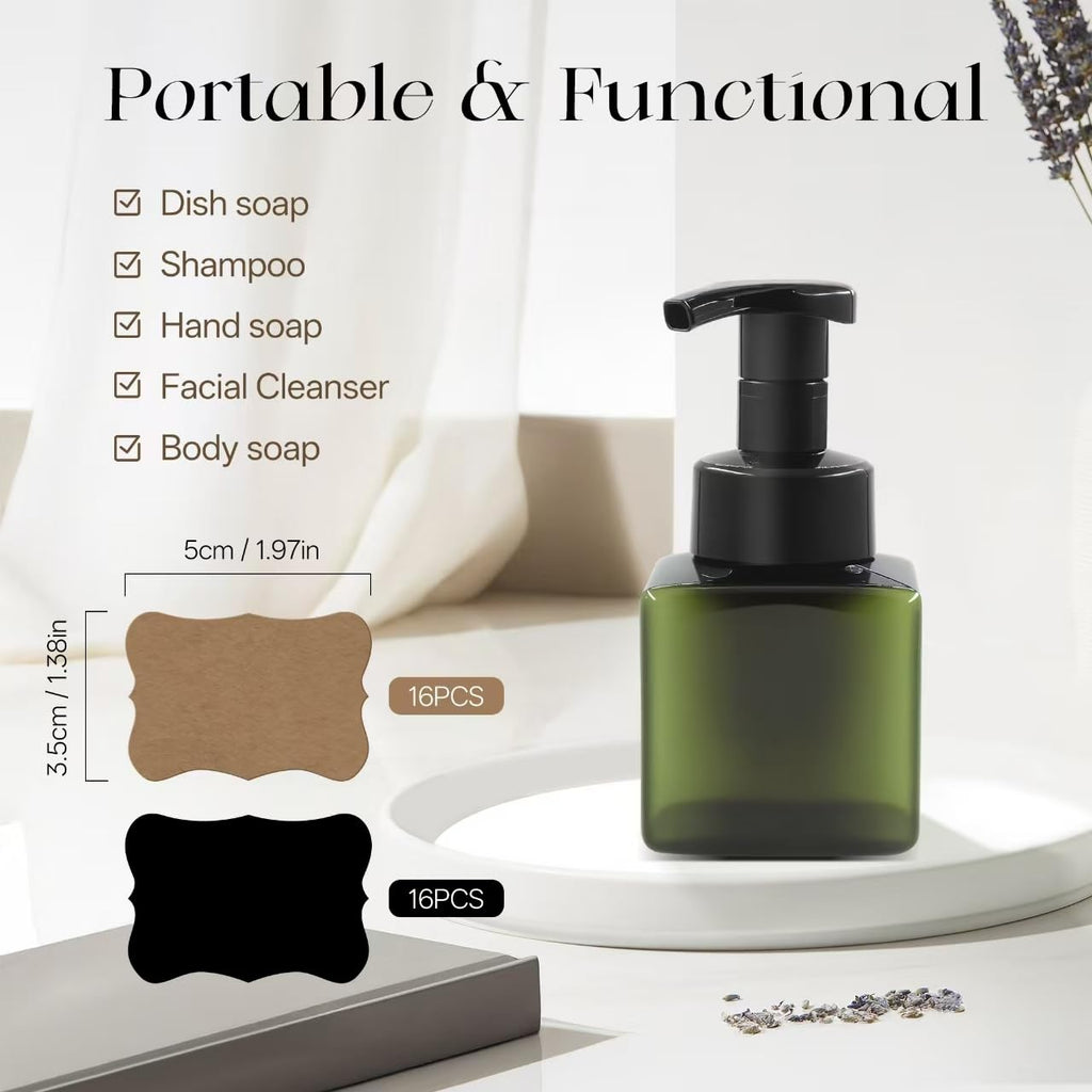 30 Pcs 8.5 oz Foaming Soap Dispenser Plastic Foaming Pump Bottle, Refillable Dispenser with Plastic Pump, Empty Hand Bottles for Liquid Soap, Shampoo, Bathroom,Hotel,Restaurant (30, Green)