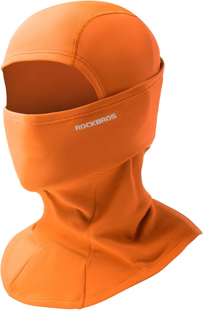 ROCKBROS Cold Weather Balaclava Ski Mask for Men Windproof Thermal Winter Scarf Mask Women Neck Warmer Hood for Cycling (Orange)