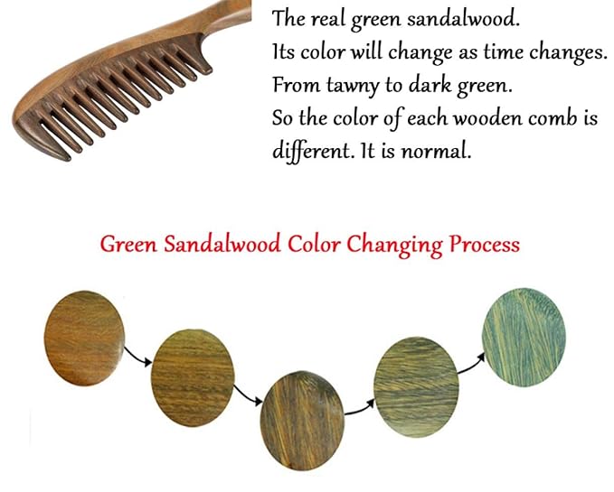Louise Maelys Wood Fine Tooth Comb For Thick Hair, Anti Static