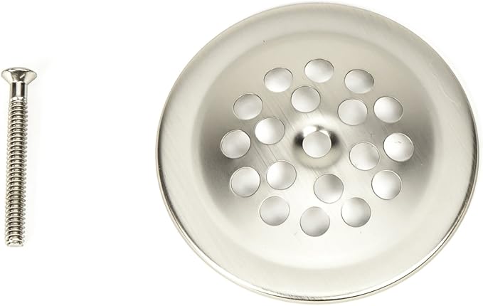 PF WaterWorks Bathtub/Bath Tub Drain Shoe Grid/Strainer Cover with Matching Screw;Brushed Nickel; PF0915-BN