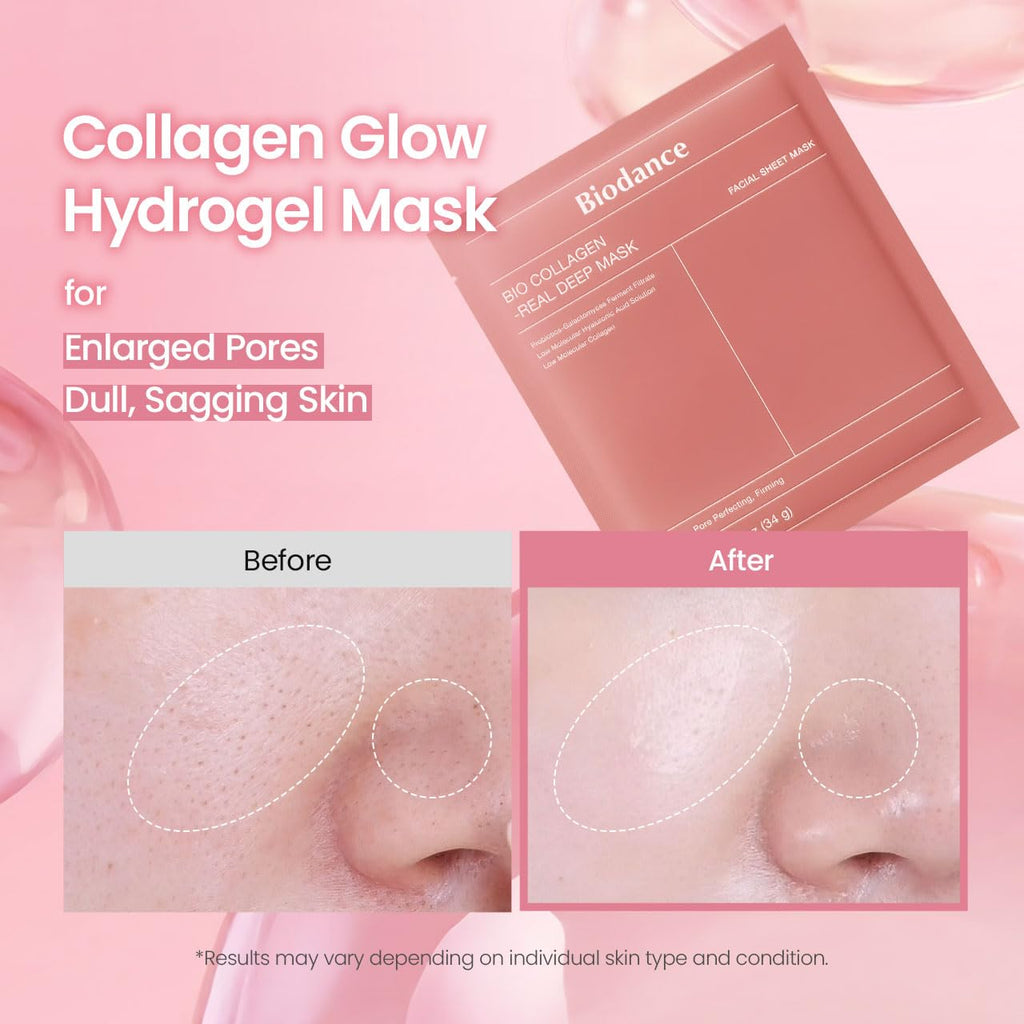 BIODANCE Bio-Collagen Real Deep Mask, Hydrating Overnight Hydrogel Face Mask, Pore Minimizing, Plumping, Elasticity Improvement, Korean Skin Care, Self Care Gifts for Women | 1.19oz(34g) x 16ea