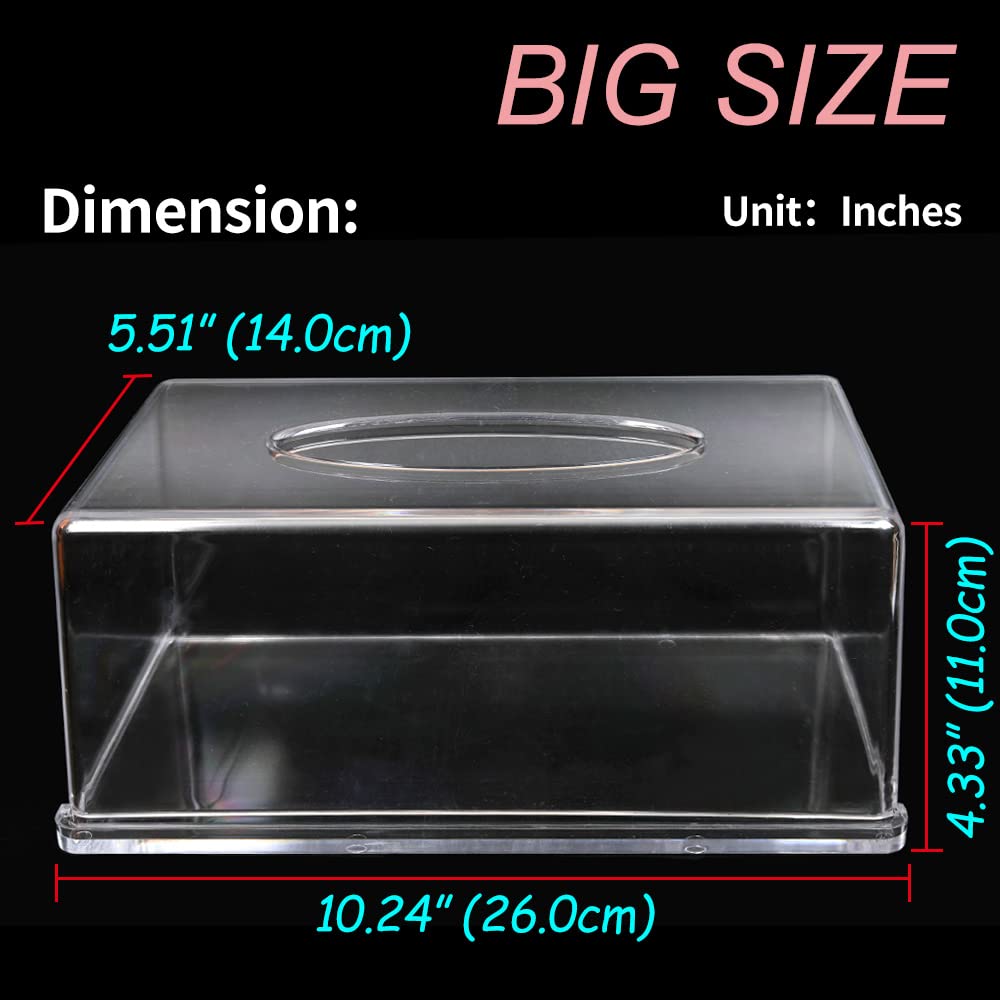 Rectangular Clear Acrylic Tissue Box, Big Box Covers Square, Bathroom Facial Napkin Box Holders, Table Clear Dryer Sheet Dispenser for Bathroom, Kitchen and Cars