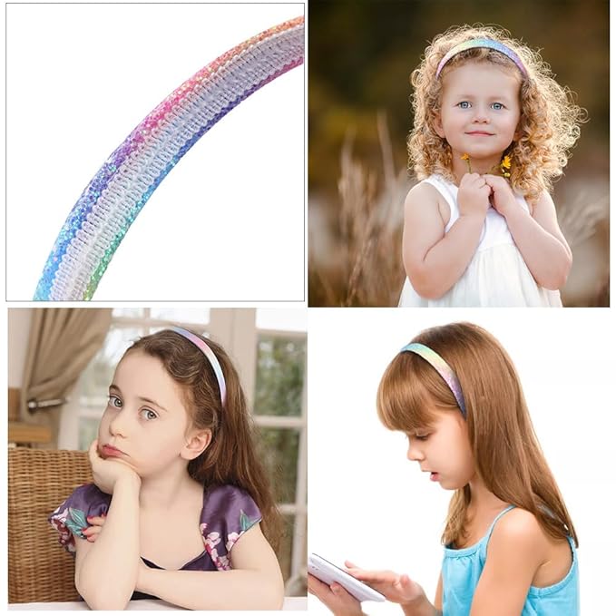 6 pack Girls Headbands Glitter Kids Hair Accessories Bow/Heart/Star Shaped Sweet Hairband For Toddler/Girls/Teens