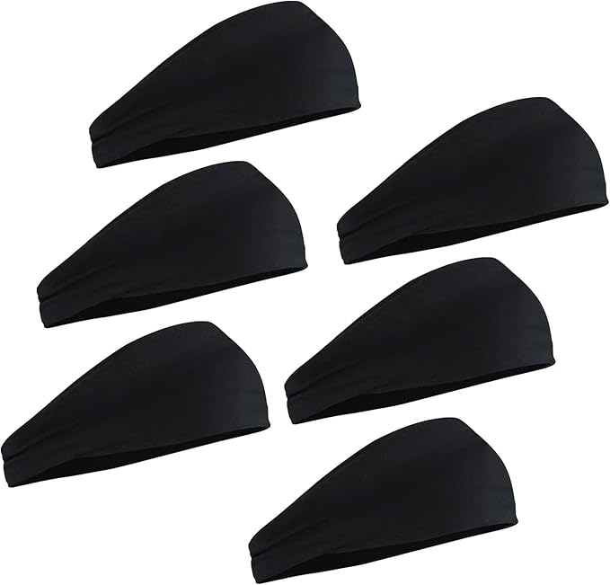 Sport Headbands for Men 6 Pack, Summer-Exclusive Lightweight Elastic Soft Fabric Non-Slip Men Hair Bands Hair Warp Running Cycling Sports Tennis Basketball Daily Workout