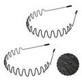 Mens Headbands Metal Hairband Wavy Hairbands Boys Metal Headband Black Zigzag Unisex Outdoor, Sports, Everyday Wear Hair Bands. (2 Pcs)