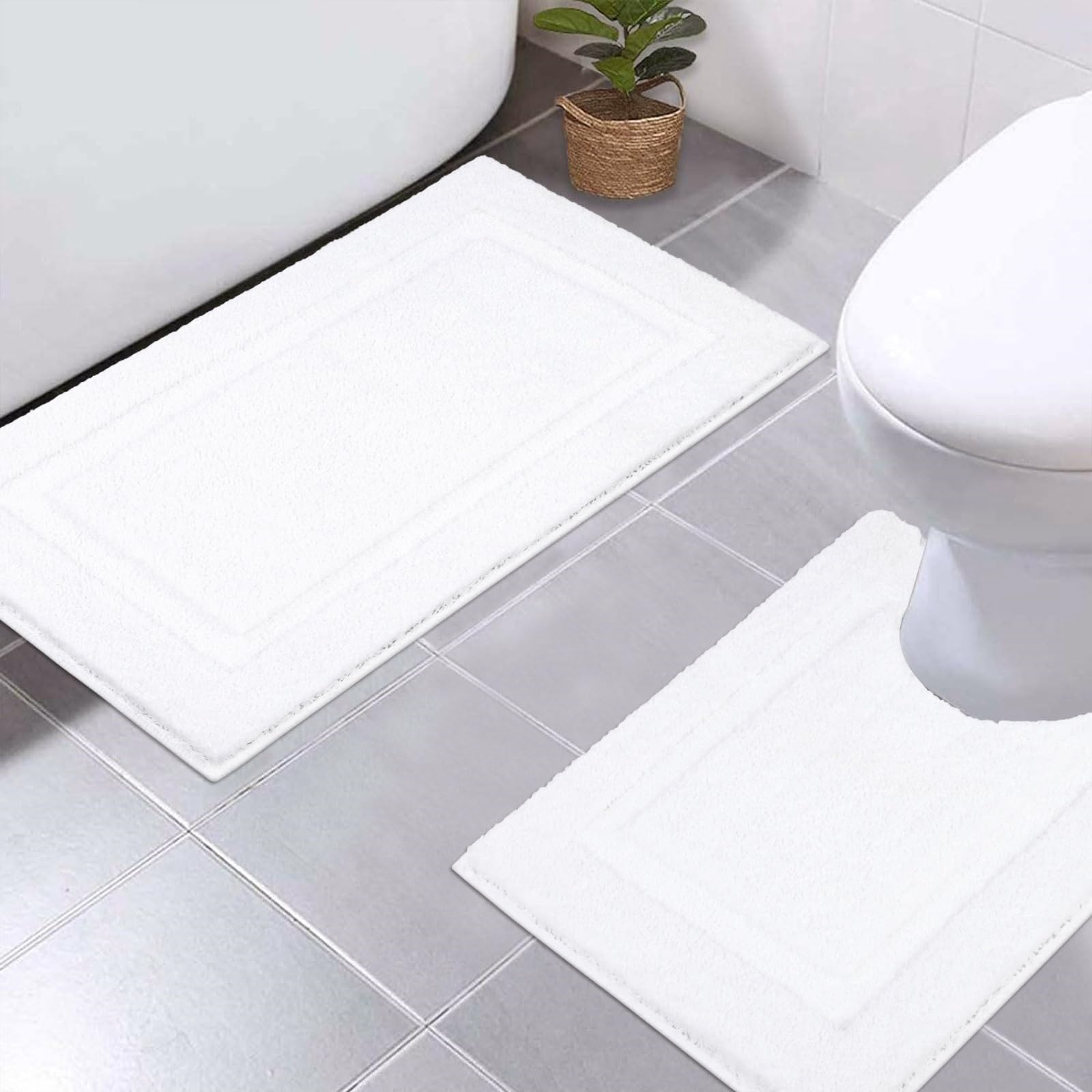 SHACOS Soft Microfiber Bathroom Rugs Set 2 Pieces with Toilet Rug