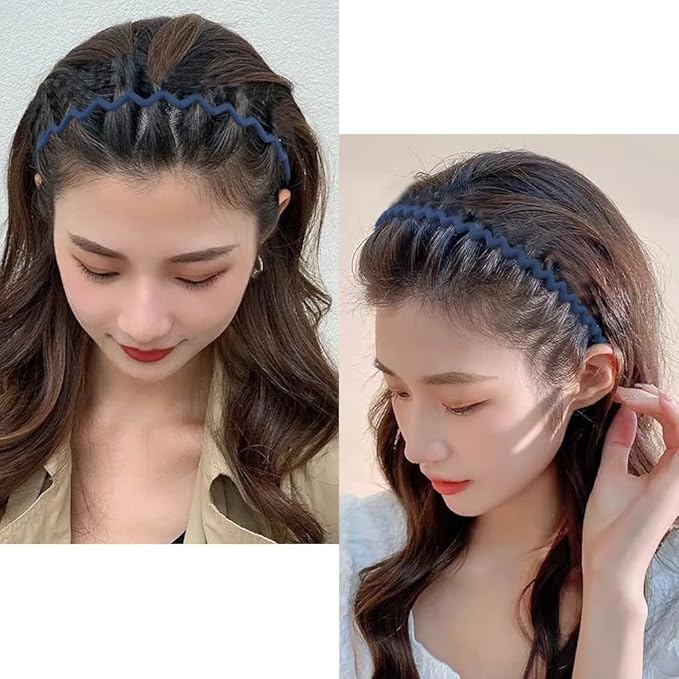 AHONEY 7 Pack Blue Headbands for Women Mens Headbands with Teeth Non Slip Hairbands for Women's Hair Accessories Comb Headband Diademas Para Mujer (Navy blue)