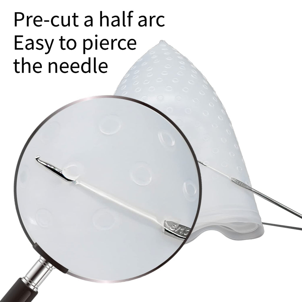 Pre Holes Highlighting Cap Reusable Bleaching Silicone Hair Highlight Cap with Hook Thick Hair Cap for Highlights DIY Dyeing Color