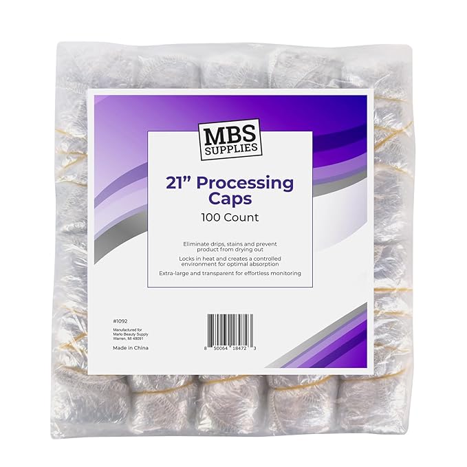 Disposable Processing Caps 21 Inch - 100 Count Bulk Pack - Clear Plastic Hair Treatment Caps for Coloring, Conditioning, Hot Oil - Salon & Home Use