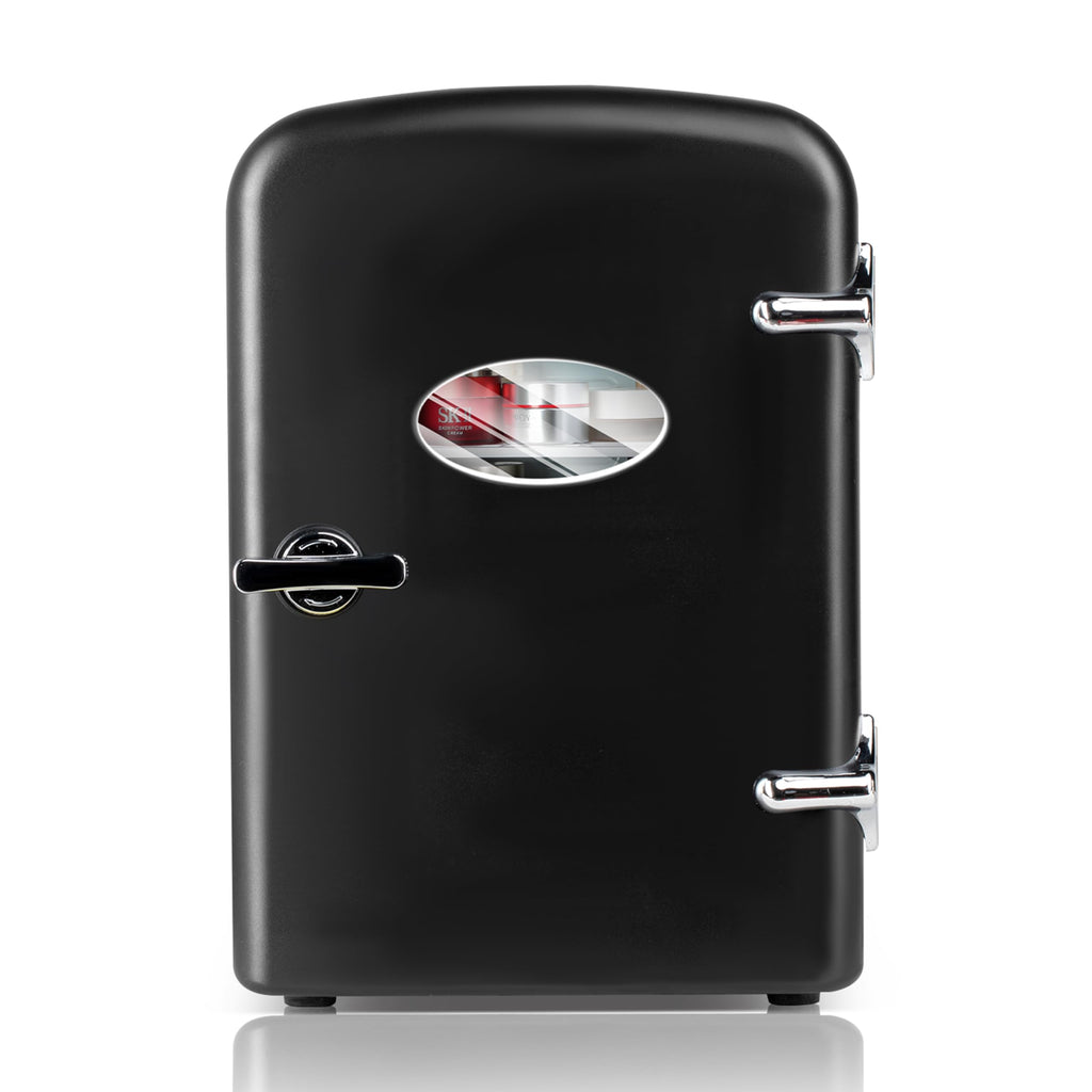 YSSOA Mini Fridge with Observation Window 4-Liter Six 12 oz Cans Portable Warmer & Cooler Compact Refrigerator, 100% Eco Friendly and Freon-Free, 4L with window, Black