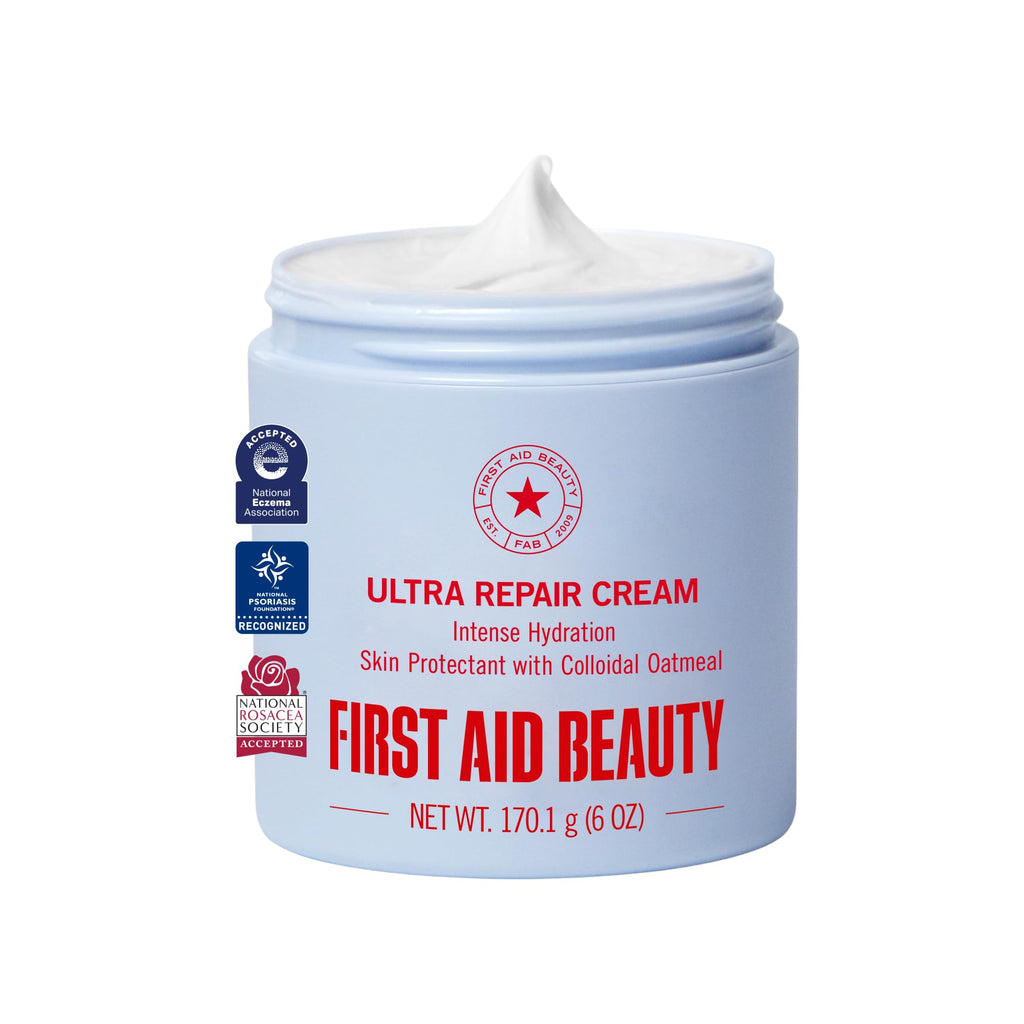 First Aid Beauty Ultra Repair Cream, Intense Hydration - Clinically Tested Face & Body Moisturizer with Colloidal Oatmeal - Supports Eczema & Dry Skin Barrier Repair - Fragrance Free - 6 oz