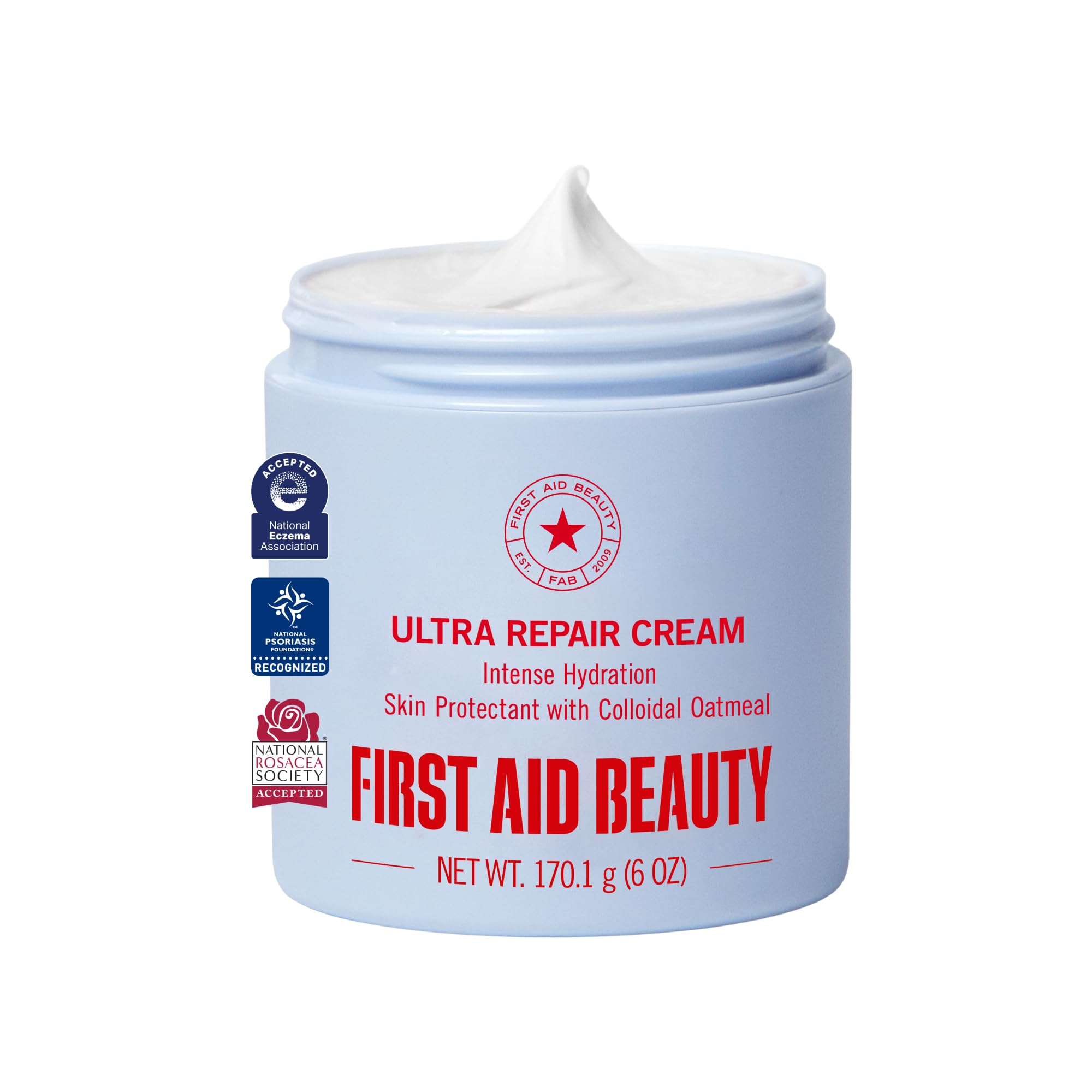 First Aid Beauty Ultra Repair Cream, Intense Hydration - Clinically Tested Face & Body Moisturizer with Colloidal Oatmeal - Supports Eczema & Dry Skin Barrier Repair - Fragrance Free - 6 oz