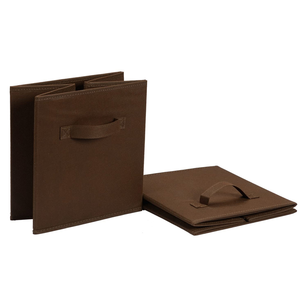 Amazon Basics Collapsible Fabric Storage Bins with Handles, Cube Organizer for Home Organization, 13" x 13" x 13", Brown, 6-Pack