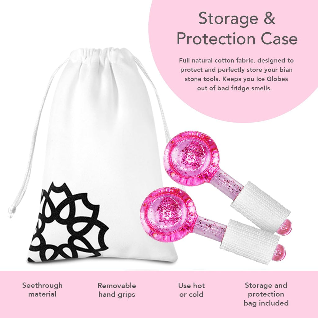 LUONKOS Ice Globes for Face and Eyes - Set of 2 Pink Glass Cryo Sticks