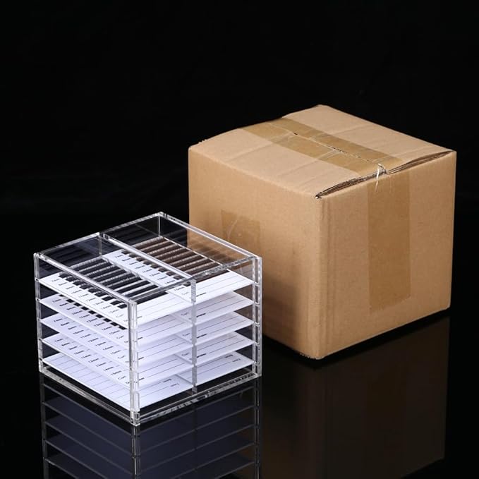 LIXIMMAZN 10 Layers Acrylic Eyelash Storage Organizer, Cosmetic Makeup Container Box, Clear Case Cabinet Display Used for Eyelash Storage and Eyelash Salons (10 Layers Type A)