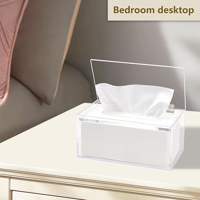 Wipes Holder Container Refillable, Acrylic Dispenser Box for Disposable Wipes, Rectangle Disposable Face Towels, Clear