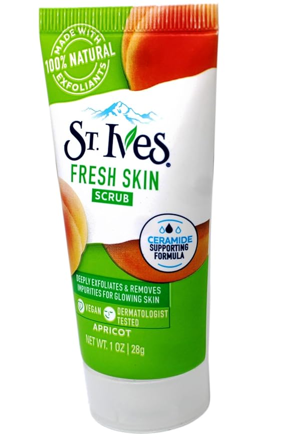 St. Ives Apricot Scrub Exfoliant, Travel-Size 6-Pack – Fresh Skin Exfoliating Apricot Facial Scrub, 1 Oz Ea