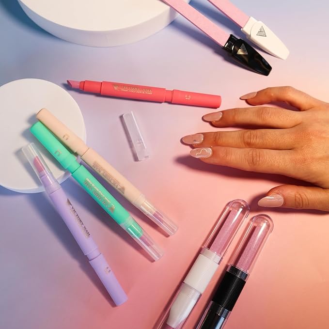 VICTORY NAIL Ceramic Cuticle On/Off Oil Pusher Cuticle Pusher (4 colors) (Rose)
