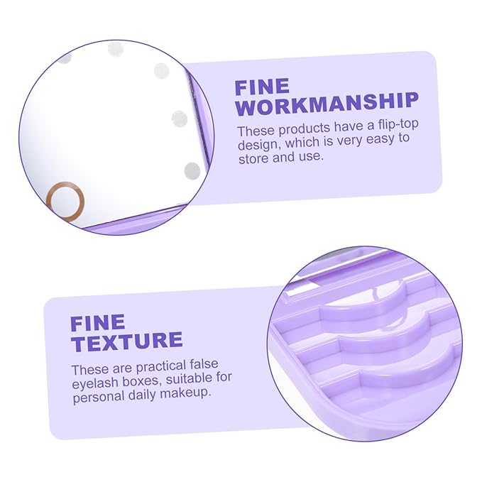 Beavorty Portable LED Lash Tray Eyelash Storage Case with Mirror Lightweight False Eyelash Holder for Travel and Professional Use Compact Purple Box Organizer