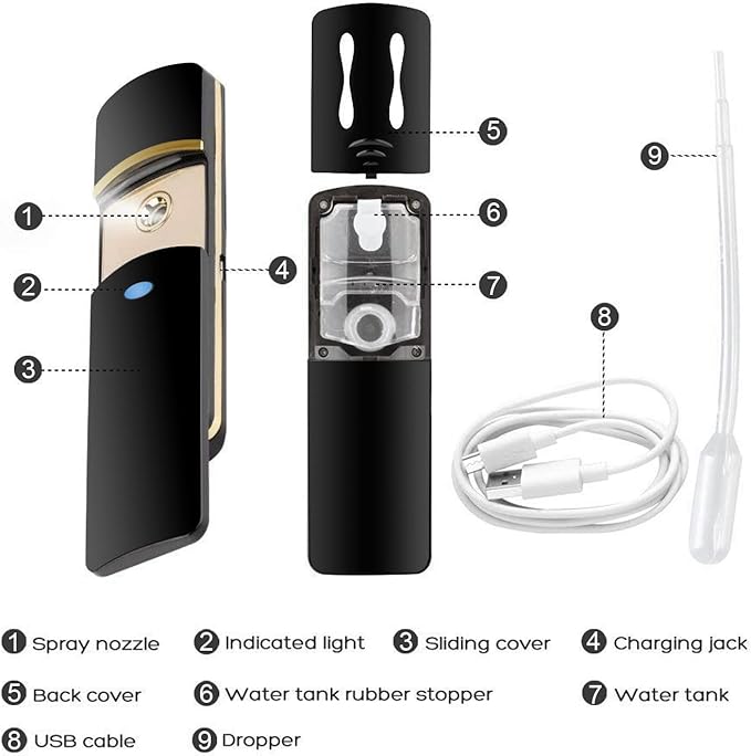 Kingsmile Exquisite Face Mister, Portable Nano Mist Sprayer, Facial Mister, Cool Face Moisturizing, Handy Hydrating Nano Mister for Lash Extensions, Skin Hydration Refreshing, Easy to Use and Carry
