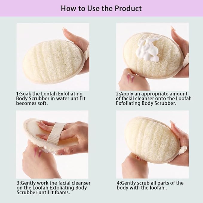 haikuluo Natural Loofah Body Scrubber Sponge,3 Pack
