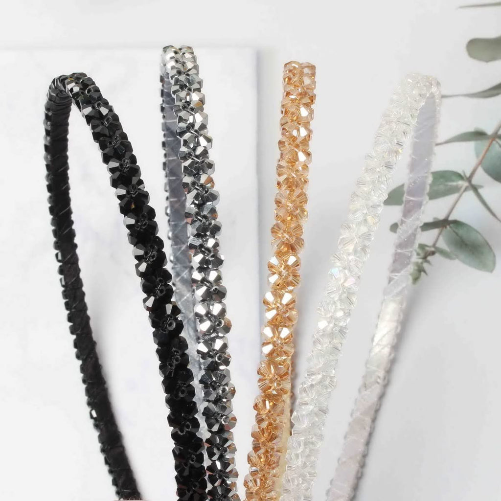 Cuizhiyu Crystal Rhinestone Headbands for Women Girls 4Pack (Color A)