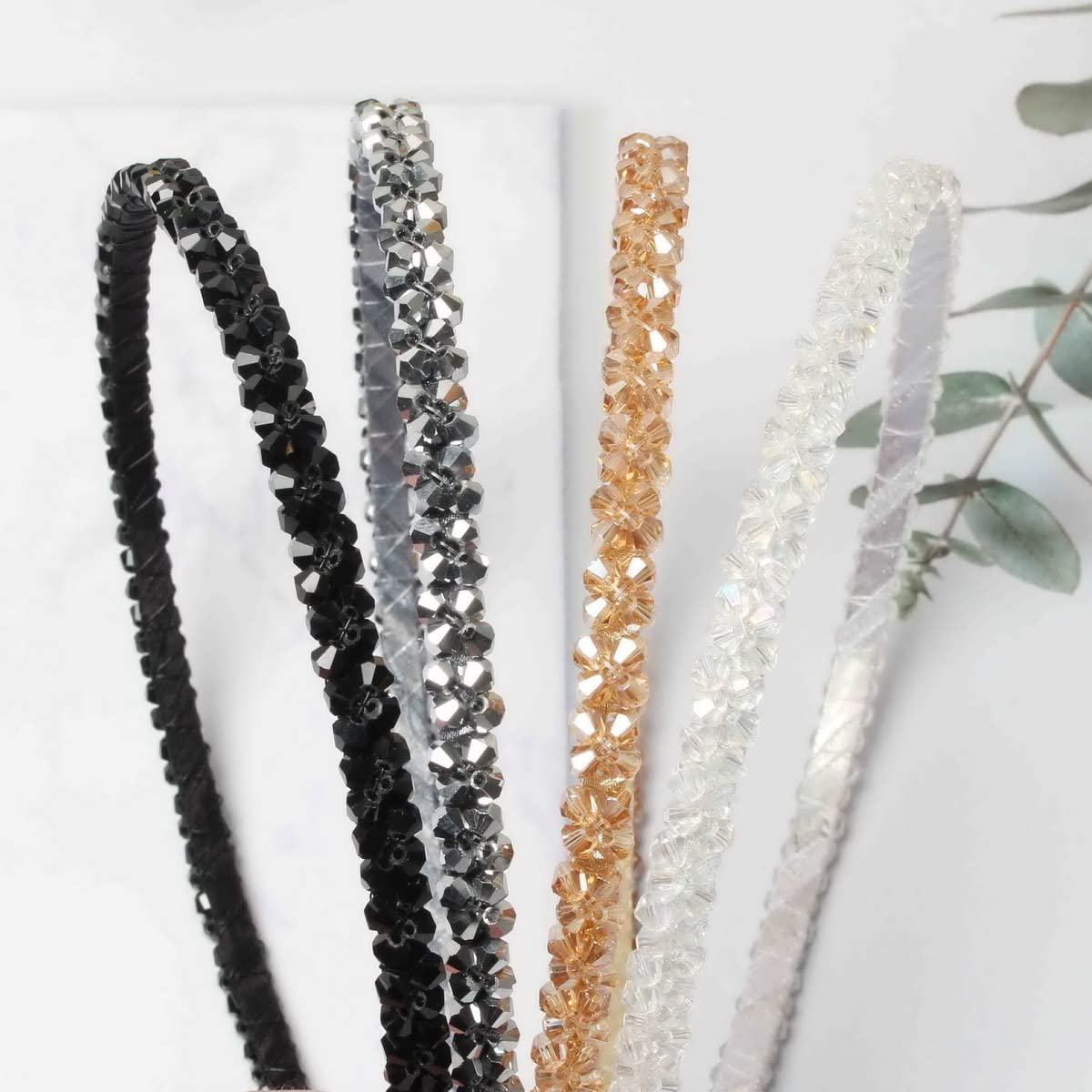 Cuizhiyu Crystal Rhinestone Headbands for Women Girls 4Pack (Color A)