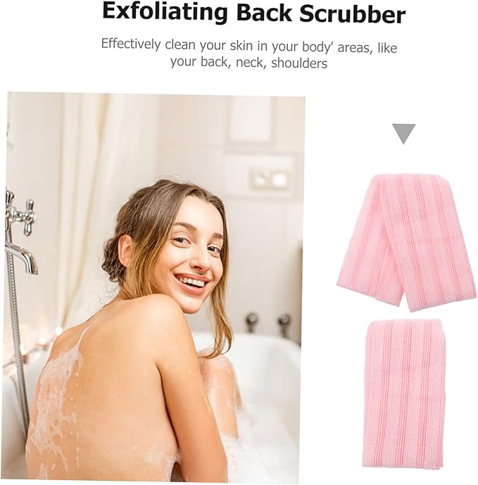 Healeved Back Scrubber Belt Portable Exfoliating Towel Bath Wash Towel Straps Comfortable Material Pink