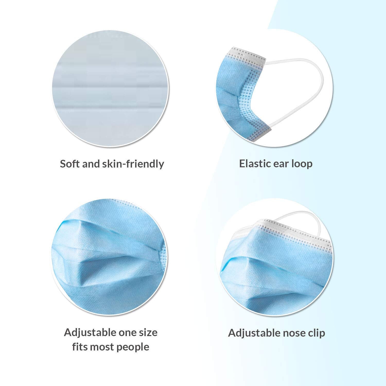 Hygenix FDA Cleared ASTM Level 3 Procedure Face Masks, Made in USA, ≥98% Filtration, Fluid Resistant, 3-Ply Ear Loop, 50 Pack
