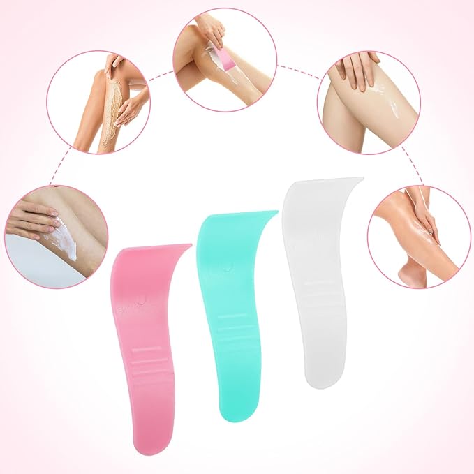 15 Pcs Portable Hair Wax Cleansing Spatulas, Reusable Hair Waxing Removal Applicator Sticks, Plastic Depilatory Creams & Mask Scraper Beauty Tools for Women Men (White, Green, Pink)
